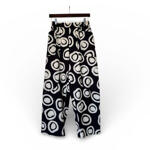 Peruzzi Made in Italy Wide Leg Pants Size 8 Black White Mod Circle Lagenlook
